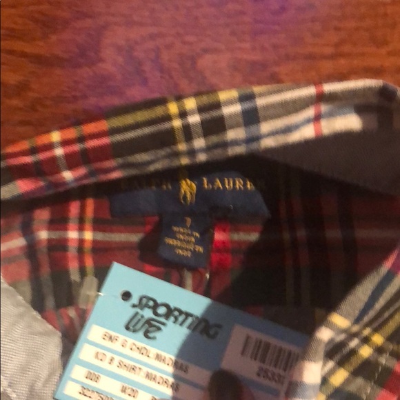 NWT- Boys Polo Plaid Shirt Size 7 - Picture 2 of 4